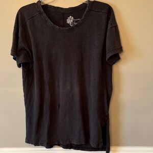Pilcro Charcoal Short Sleeve Tee Tunic Length with side slits